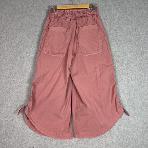 Anthropologie Pink Smocked Waist High Waist Wide Leg Parachute Pants Size Small - Picture 6 of 14